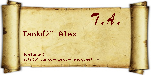 Tankó Alex névjegykártya