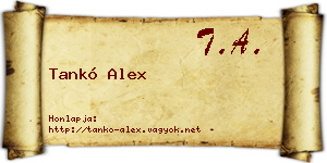 Tankó Alex névjegykártya